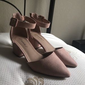 Pink Suede Strap Heels